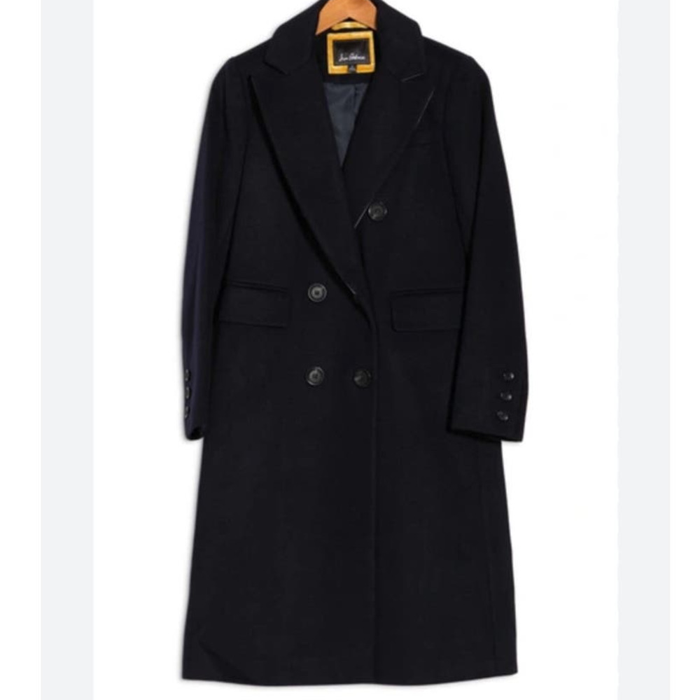 Sam Edelman Double Breasted Wool Blend Black Pea Coat Size L NWOT - Picture 1 of 9